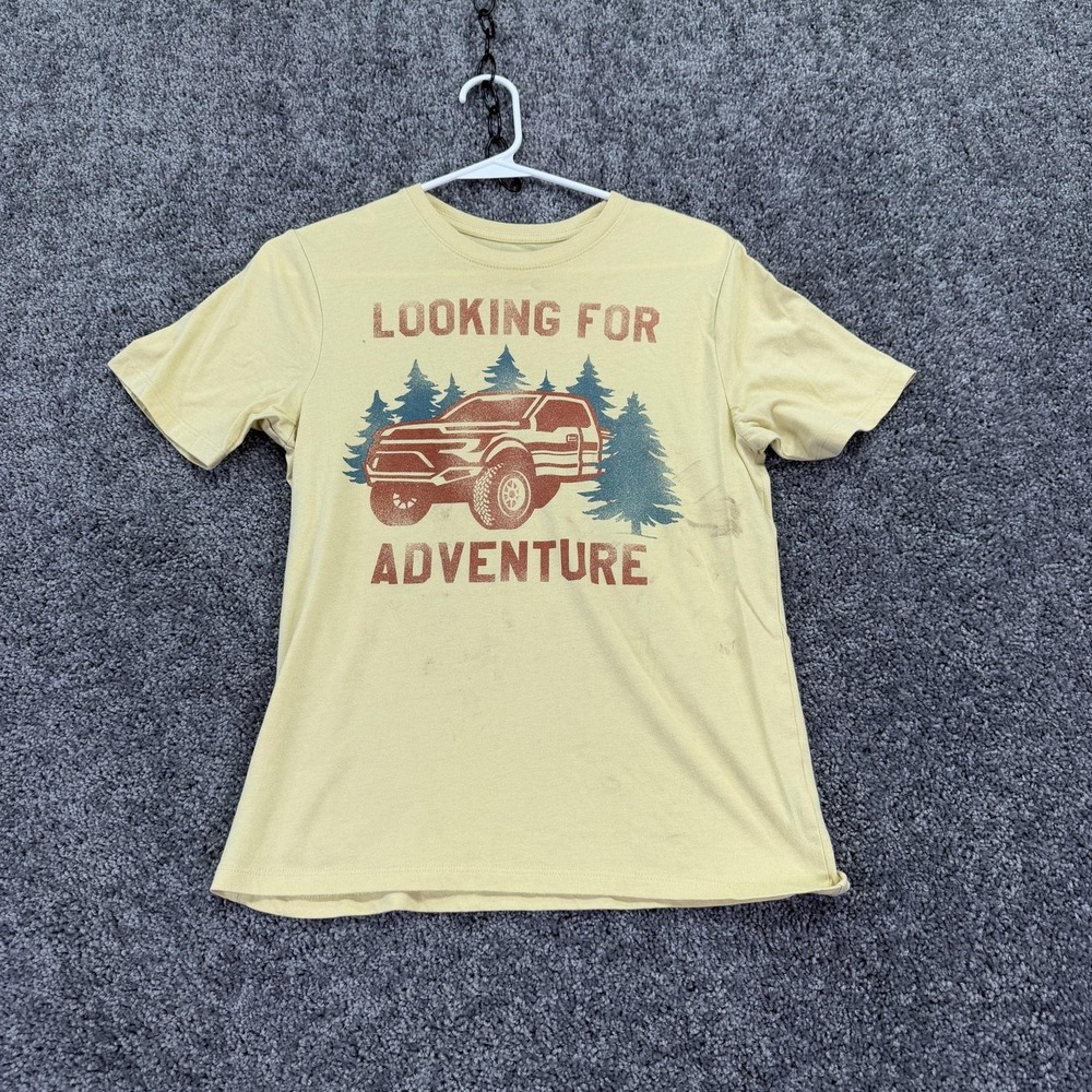 Wonder Nation Shirt Boys 14-16 Yellow Looking For Adventure Truck Graphic Tee